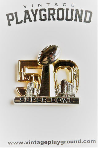 Vintage Super Bowl 50 Gold Logo Pin
